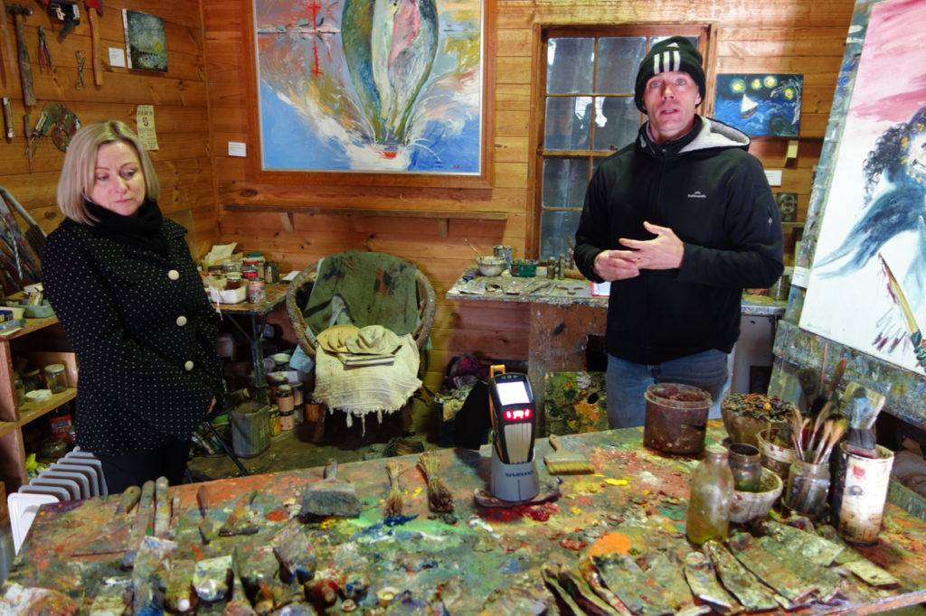 Professor Mark Taylor and Bundanon Trust curator Jennifer Thompson in Arthur Boyd’s studio, Bundanon