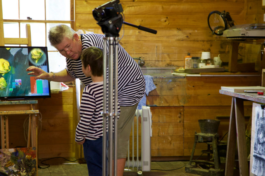 Nigel Helyer demonstrating ‘Heavy Metal’, installed in Arthur Boyd’s studio, Bundanon, 2016